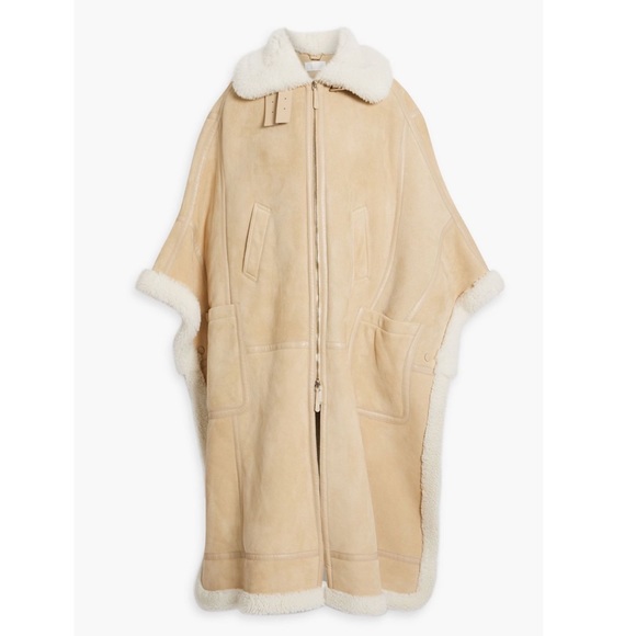 CHLOÉ Suede Shearling Zip Poncho - Picture 2 of 8